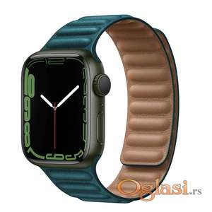 Kozna zelena narukvica sa magnetnim kopcanjem Apple watch 38/40/41 42/44/45